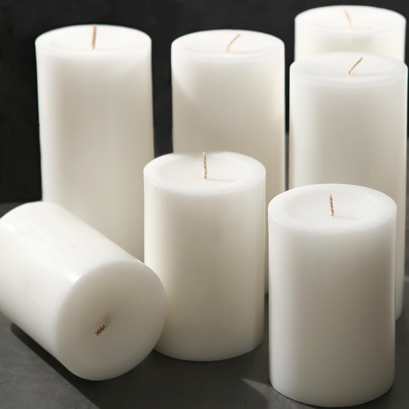 MOSROAD White Pillar Candles  Unscented Pillar Candles Bulk - 50 Hour Long Burn Time - Dripless and Smokeless White Wax Candles Dinner Table  for Wedding Christmas and Home Decor [6 Pack  2.8x4 inch] - Image 1